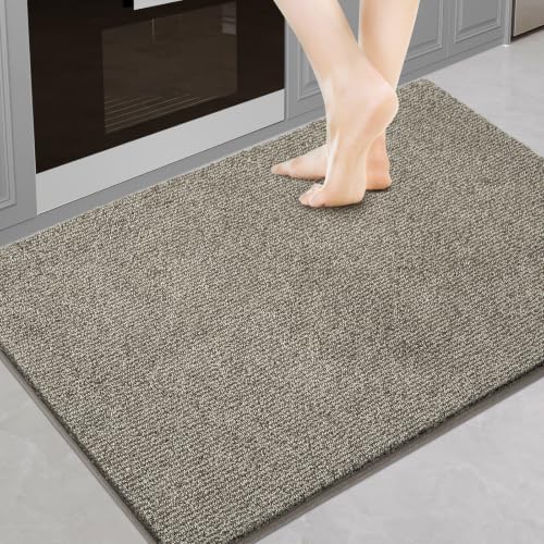 Kitchen Throw Rug 24" x 36" for Hallway, Floor, Bathroom | Non Slip, Machine Washable, Absorbent, Quick Drying, for Entryway, Bedroom, Bathroom, Door - color: Beige, size: 24" X 35.5" (rectangular)