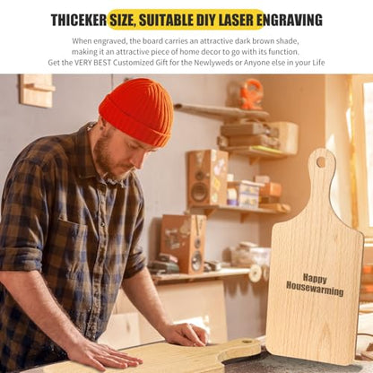 Lounsweer 6 Pcs Wood Cutting Boards Bulk 11 Inch with Handle | Thicken Wooden Boards for Chopping Serving Charcuterie, Laser Engraving Material, Housewarming Wedding Gifts - size: 11 x 5 inches