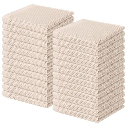 Homaxy 100% Cotton Waffle Weave Kitchen Dish Cloths 24-Pack, Beige | 12 x 12 Inches, Ultra Soft Absorbent Dish Towels, Quick Drying Dish Rags with Hanging Loop - color: Beige, size: 12 X 12 - 24 Pack