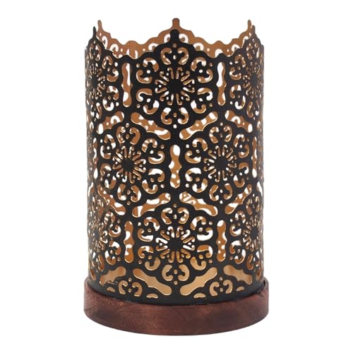Hosley® Metal Diamond Cut Design Candle Holder 7.5 Inch High, Black Gold Perfect for Home Decor, Lighting, Wedding, Parties, Gifting - color: Black, size: 7.5 inch High