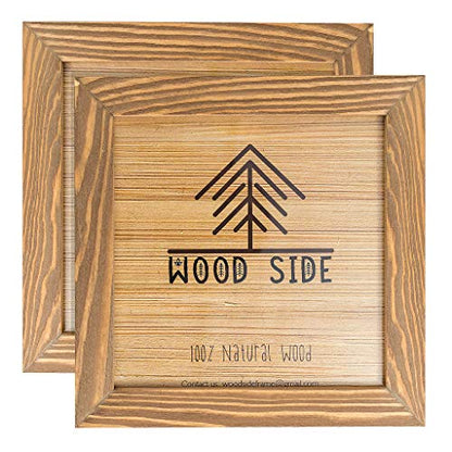 Rustic Wooden Square Picture Frame 12x12 Inch - 100% Natural Solid Eco Distressed Wood for Wall Mounting Photo Frame - Walnut - size: 12x12
