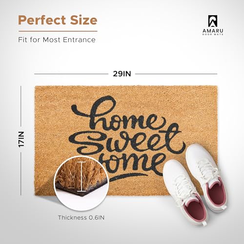 Coir Welcome Mat, Non-Slip, Sweet Home, 17 x 29 in | 100% Natural Coir, Anti-Shedding, Durable PVC Backing, Traps Dirt and Mud, Indoor and Outdoor Entryway, Easy to Clean - color: Sweet Home