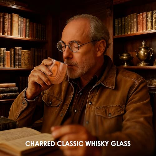 Wooden Whiskey Glass Set Of 2 Wooden Bourbon Glass Charred 10oz Bourbon Gifts For Him Man Husband Father Birthday Wood Whiskey Tumbler Handcrafted Whisky Cup (2)