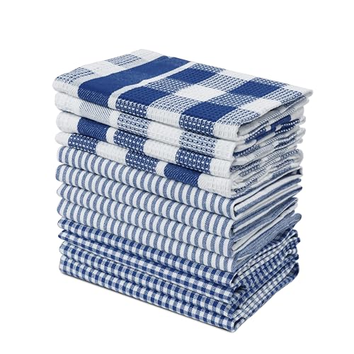 LANE LINEN 100% Cotton Kitchen Dish Cloths, Ultra Soft Absorbent Quick Drying Dish Towels, Multiweave Wash Cloths Dish Towel Sets, 12x12 Inches, 12 Pack - Navy - color: 14: Navy, size: 12"x12" - 12 Pack