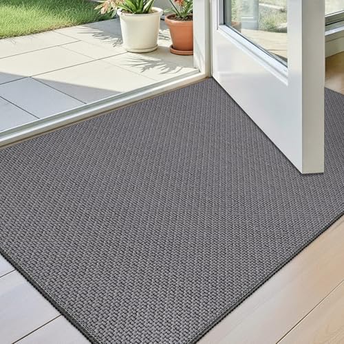 Ultra Thin Indoor Door Mat 32"x48", Non-Slip Entryway Mat, Grey | Low Profile Fits Under Doors,Dirt Trapping Surface,Non-Slip Rubber Backing,Quick Drying,Indoor Entryway,Front Door - color: Grey, size: 32"x48"