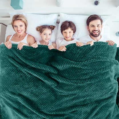 Newwiee 4 Pcs Fleece Throw Blanket, 3D Waffle Textured,Gradient Green | Soft Lightweight Set for Couch Bed Sofa, Warm Winter Throws, No Shedding Pilling, Flannel Waffle Texture, 50x60 Inch - color: Gradient Green