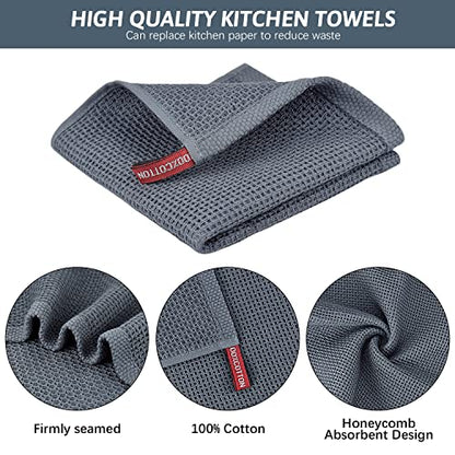 Nialnant 100% Cotton Waffle Weave Kitchen Towels,6 Pack Dish Cloths for Washing Dishes,Kitchen Dish Towels 12x12 Inches,Dark Gray - color: Dark Gray, size: 12 x 12 - 6 Pack