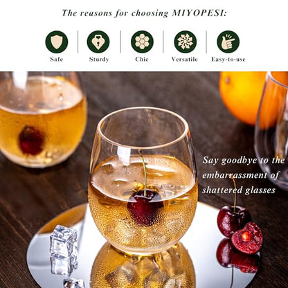 18oz Clear Stemless Wines Cups (Set of 6), Shatter-Proof Acrylic Glasses Drinkware, Reusable Plastic Bar Glasses, BPA-Free, Dishwasher-Safe - color: Clear