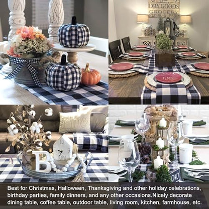 Buffalo Plaid Cotton Blend Table Runner,Buffalo Check Collection,Checkered Table Runner,Classic Farmhouse Table Runner,14x72- Dark Navy and Cream - color: Dark Navy and Cream, size: 14*72inch