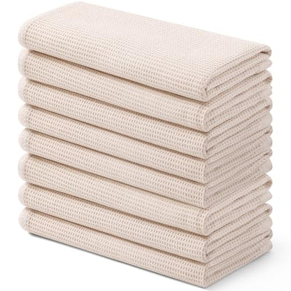 Homaxy 100% Cotton Waffle Weave Kitchen Towels, 8 Pack, Beige | Soft and Absorbent Dish Towels, 16 x 26 Inches Quick Dry Hand Towels - color: Begie, size: 16 x 26 - 8 Pack