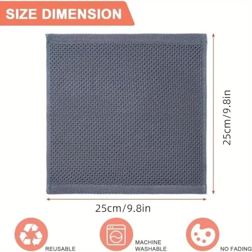 2PCS Kitchen Dish Towels Sets Cotton Waffle Weave Dish Towels Dishcloths for Kitchen Soft, Absorbent, Quick Drying, Durable, Grey, Grey - color: Grey