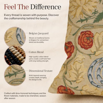 William Morris The Rose Tapestry Throw Pillow Cover 18 x 18 in - color: Yellow Rose