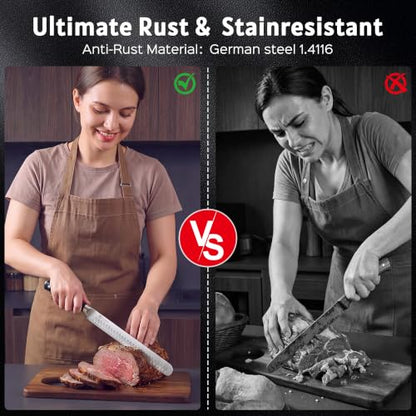 PAUDIN Brisket Knife, 12 Inch Dishwasher Safe Carving Slicing Knife for Meat, Razor Sharp German 1.4116 Steel Smoked Meat Cutter with Non-Slip Ergonomic G10 Handle & Gift Box, Perfect Gifts for Men - color: Brisket Knife - 12 inch