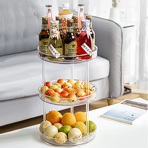 URALFA 3 Tier Lazy Susan Organizer, 9 Inch Clear Rotating Makeup Organizer | Acrylic 360 Rotating Tray, Plastic Spinning Organizer, Multi-layer Shelf for Bathroom, Pantry, Countertop, Kitchen, Cupboard - size: 9 Inch / 3 Tier / 1 Pack