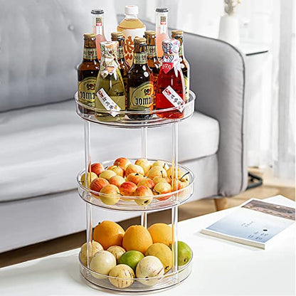 URALFA 3 Tier Lazy Susan Organizer, 9 Inch Clear Rotating Makeup Organizer | Acrylic 360 Rotating Tray, Plastic Spinning Organizer, Multi-layer Shelf for Bathroom, Pantry, Countertop, Kitchen, Cupboard - size: 9 Inch / 3 Tier / 1 Pack