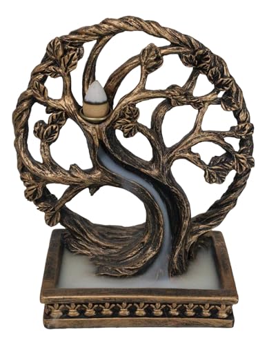 Ebros Gift Ethereal Forest Crann Bethadh Celtic Willow Tree of Life Backflow Incense Cone Burner Aroma Scent Figurine Mystical Earth Home Decorative Accent