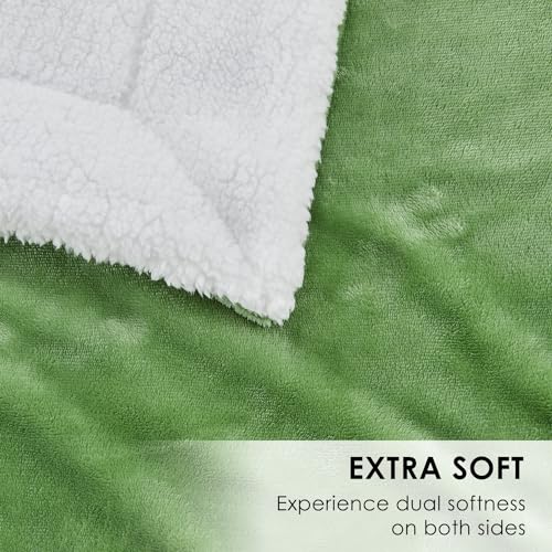 Sherpa Fleece Throw Blanket, Sage Green, 50x60 inches | Double-Sided Super Soft Luxurious Plush Blanket Throw Size - color: Sage Green, size: 50"×60"