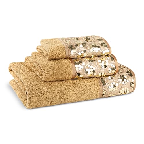 Zahari Home Sinatra 3 Piece Bathroom Towel Set Bath Towel Hand Towel Wash Cloth Absorbent, Champagne - color: Champange