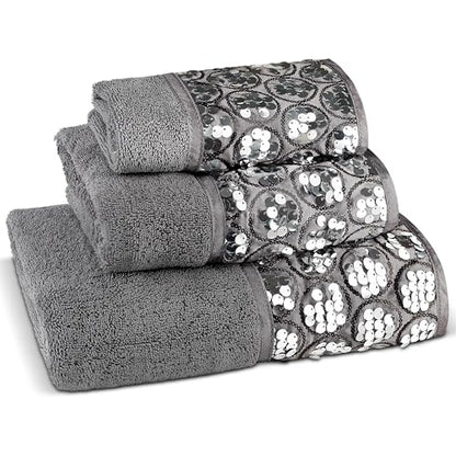 Zahari Home Sinatra 3 Piece Bathroom Towel Set Bath Towel Hand Towel Wash Cloth Absorbent, Silver - color: Silver