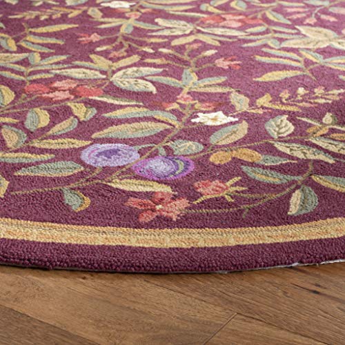 SAFAVIEH Chelsea Collection 3' Round Burgundy HK210C Hand-Hooked French Country Wool Area Rug - color: Burgundy, size: 3' (Round)