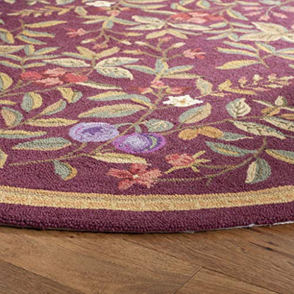 SAFAVIEH Chelsea Collection 3' Round Burgundy HK210C Hand-Hooked French Country Wool Area Rug - color: Burgundy, size: 3' (Round)