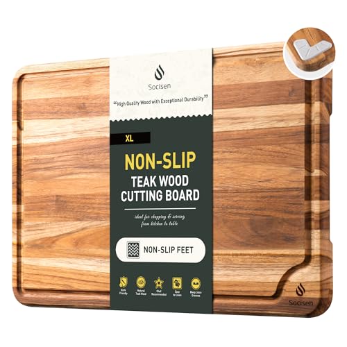 Teak Wood Cutting Boards for Kitchen 17'' Wooden Bamboo Serving Board Meat | Heavy Duty, Over Sink, Solid Thick, Haus Wooden Chopping Board, Meat, Easy to Clean, Non Toxic, Best Kitchen Essential Gift - style: 17 IN
