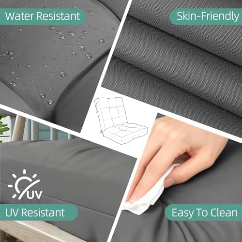 Outdoor Chair Cushions 42x21x4 Inch Set of 2, Dark Gray | Patio Cushions for Dining Rocking Chairs, High Back Soft Seat Pad with Ties, Waterproof Fade Resistant, Indoor Outside Use - color: Dark Gray