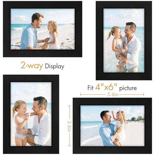 Vittanly Solid Wood 4x6 Picture Frames Set of 4, Black | 4x6 picture frame, Gallery Wall Frame Set, 4 x 6 Frame for Wall & Tabletop Display, Family, Pet, Christmas - color: Black, size: 4x6