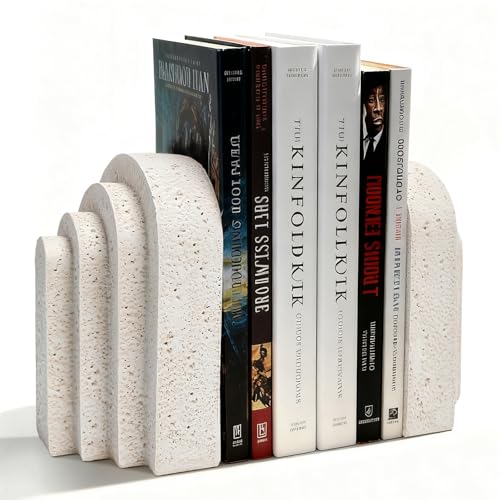Heavy Duty Arch Resin Decorative Bookends for Shelves Set of 2 | Non-slip base, Scratch-resistant finish, Weighted shelf support