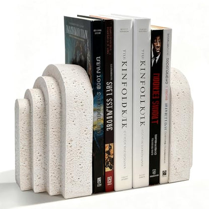 Heavy Duty Arch Resin Decorative Bookends for Shelves Set of 2 | Non-slip base, Scratch-resistant finish, Weighted shelf support