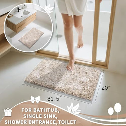 Yimobra Non-Slip Extra Thick Chenille Bath Mats, Soft Absorbent Machine Washable Quick Dry Rugs for Bathroom Tub and Shower