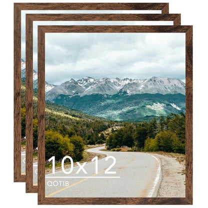 10x12 Picture Frame Deep Brown for Wall Hanging, Wood 10 x 12 Frame Photo Frame for Wall Horizontally or Vertically, Deep Brown, 3 Pack - size: 10x12 inch
