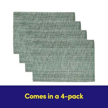 Sweet Home Collection 100% Cotton Placemats for Dining Room Rectangle Two Tone Woven Fabric 13" x 19" Soft Durable Table Mat Set, Set of 6, Light Green - color: Light Green, size: Rectangle 13" x 19"