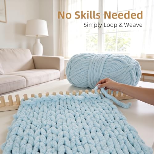 ARTACE 62" Chunky Blanket Loom, Extra Large Wooden Loom for Chunky Throw Blanket, Adjustable Size Hand Knitting Kit, Ideal and Friendly for DIY Beginners - size: 62inch