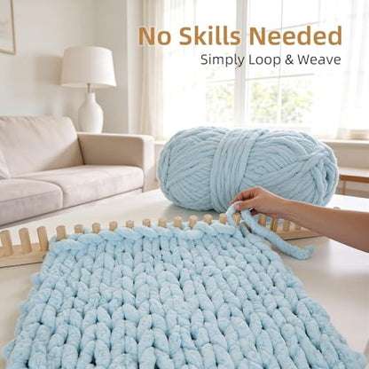 ARTACE 46" Chunky Blanket Loom, Large Adjustable Wooden Loom Frame, Hand Knitting Kit for Adults Beginners, DIY Chunky Throw Blanket Making Kit - size: 46inch