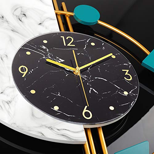 Large Wall Clocks Battery Operated Modern Clock for Living Room | Analog Silent Non-Ticking Bedroom Office Kitchen Home Decor Metal Glass Wall Decoration for Indoor House Gold 19*22 inch - style: Contemporary