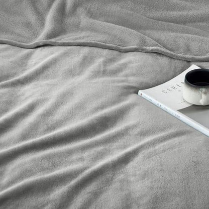 MOONLIGHT20015 Fleece Blanket 16 Pack - Super Soft Fuzzy Light Grey Throw Blanket for Couch and Sofa - Lightweight Luxury 400 GSM Microfiber Bed Blankets and Throws, 50 x 60 Inches (Throw/Travel) - color: Light Grey, size: Throw (Pack of 16)