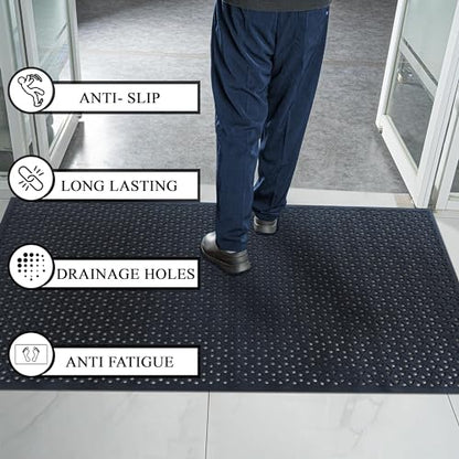 A1HC New All Purpose Rubber Extra Drain 70% Area Floor Mat with Holes for Restaurant Kitchen, Bar Area, Commercial, Residential Entrance, Anti Slip Pool, Garage, Patio High Traffic Area Mat 41x61 Inch - size: 61"L x 41"W x 0.3"Th