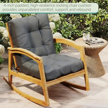 Outdoor Chair Cushions 42x21x4 Inch Set of 2, Dark Gray | Patio Cushions for Dining Rocking Chairs, High Back Soft Seat Pad with Ties, Waterproof Fade Resistant, Indoor Outside Use - color: Dark Gray