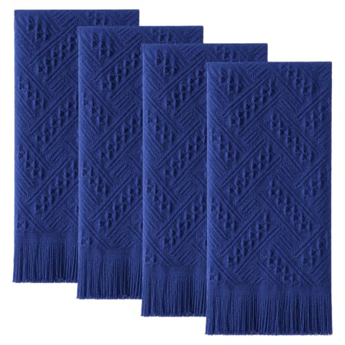 HunnmingRe 19 Pack Boho Hand Towel for Kitchen,Navy Blue | 14x30 Inch, 100% Turkish Cotton, Summer Boho Decorative ,Towel Waffle ,Farmhouse Decor ,Absorbent Soft ,Guest Gift - color: Navy Blue