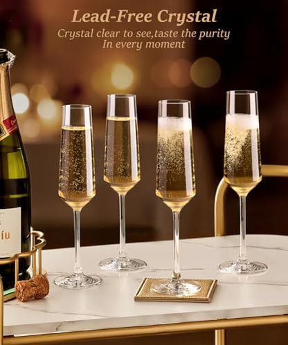 OJA Champagne Flutes, Crystal Champagne Glasses Set of 6, 7oz, Elegant | For Prosecco,Sparkling Wine, Mimosa, Ideal for Weddings, Birthday, Christmas - color: 7oz (6count)