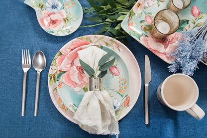 Bico Margret's Garden Salad Plates Set of 4, 8.75 Inch Ceramic Dessert Plates for Salad, Appetizer, Side Dishes, Microwave and Dishwasher Safe, Gift for Housewarming and Thanksgiving - color: Margret's Garden