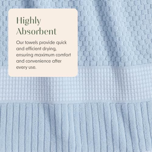 100% Cotton 6 Piece Bath Towel Set | Blue Towels | Oeko‑TEX Standard 100 | Soft & Absorbent, Quick‑Dry | Trinity Collection - Chambray Blue - color: Chambray Blue, size: 6 Piece Set