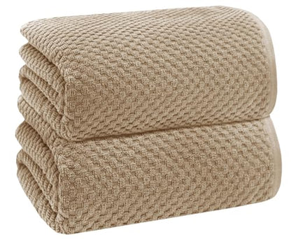 COTTON CRAFT Euro Spa Waffle Weave Bath Sheet - Set of 2 Linen Towel Sheets | Pure 100% Ringspun Cotton Oversized Luxurious Towel Set - Soft Plush Super Absorbent Low Lint Quick Dry - 35 x 70 inches - color: Linen, size: 2 Pack Bath Sheet