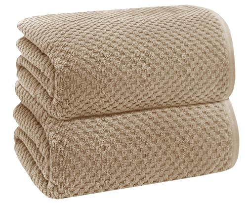 COTTON CRAFT Euro Spa Waffle Weave Bath Sheet - Set of 2 Linen Towel Sheets | Pure 100% Ringspun Cotton Oversized Luxurious Towel Set - Soft Plush Super Absorbent Low Lint Quick Dry - 35 x 70 inches - color: Linen, size: 2 Pack Bath Sheet