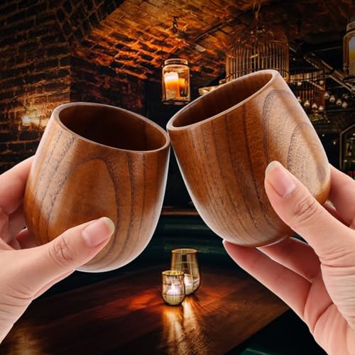 Wooden Bourbon Glasses Set, 2pack Old Fashioned Whiskey Charred Tumbler with Ice Tweezer, Drinking Glass Set Birthday Whiskey Gifts for Men, Dad or Brother Bourbon Lovers, 9oz