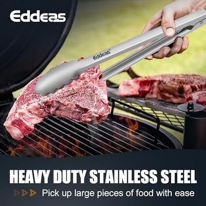 Metal Tongs For Cooking Up To 600°F Kitchen Tongs 3PCS - 9", 12 inch | Heat Resistant 600 Degree, All Stainless Steel Food Tongs,Non-Slip handle, Salad, Grilling, bbq, Dishwasher safe - color: All Metal 3Pcs, size: 7+9+12 inch