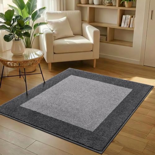 Square Rug 48" x 48", Non Slip Kitchen Rug for Floor, Roll Packing | Non Slip, Machine Washable, Absorbent, Quick Drying, for Entryway, Bedroom, Living room - color: Grey, size: 48" x 48"
