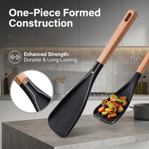 Cooking Spoon Spatula for Nonstick Cookware, 3-Piece Set | Multifunction Spoonula for Baking, Cooking, Serving, Mixing, Stirring, Scoop, Scrape - One-Piece Formed, Dishwasher Safe