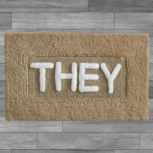 Cotton Bath Rug - Soft Cotton Bath Mat - Bathroom Decor - Water Absorbent and Machine Washable - Measures 21"x34" - They Linen - color: Linen, size: 1'9" x 2'10" (Rectangular), style: They